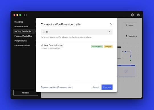 The 'Connect a WordPress.com site' modal in the Studio app