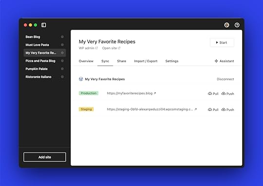 the Sync tab with one site connected in the Studio app