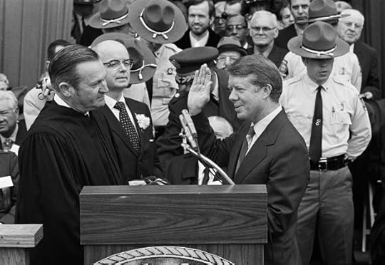 Judge Robert H. Jordan administers the oath of office to Gov. Jimmy Carter at the Georgia Capitol