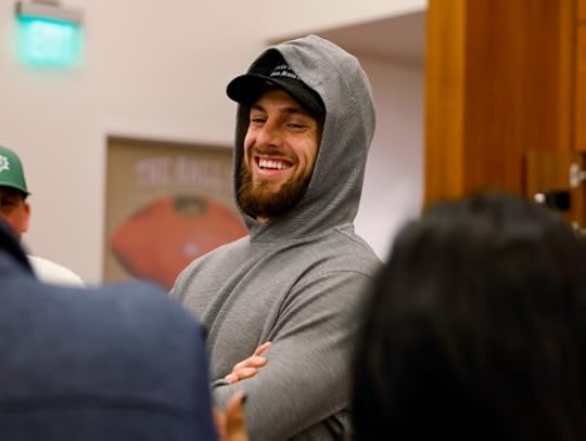 San Francisco 49ers' Ricky Pearsall (14) speaks to reporters in the locker room at Levi's Stadium in Santa Clara, Calif., on Monday, Dec. 6, 2025. (Nhat V. Meyer/Bay Area News Group)
