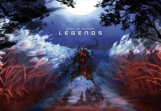 Ghost of Tsushima: Legends key art of a samurai standing in tall grass under moonlight.