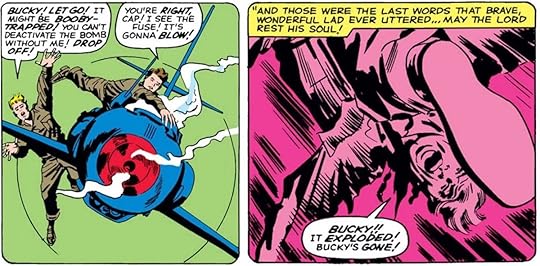 The death of Bucky, as shown in Avengers #4 by Jack Kirby.