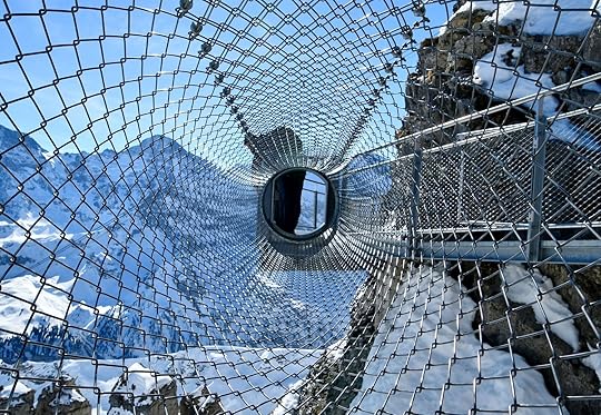 swiss cable car - birg station tunnel crawl through