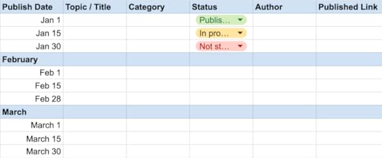 Screenshot of our free editorial calendar template.