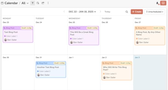 Screenshot of using CoSchedule as an editorial calendar.