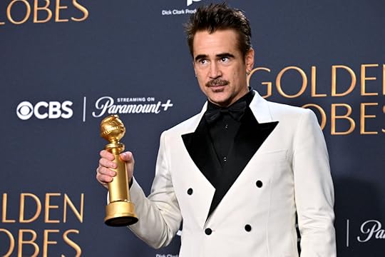 Irish actor Colin Farrell poses with the Best Performance by...