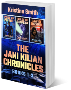 3-D rendering of a omnibus edition of the first three Jani Kilian books.