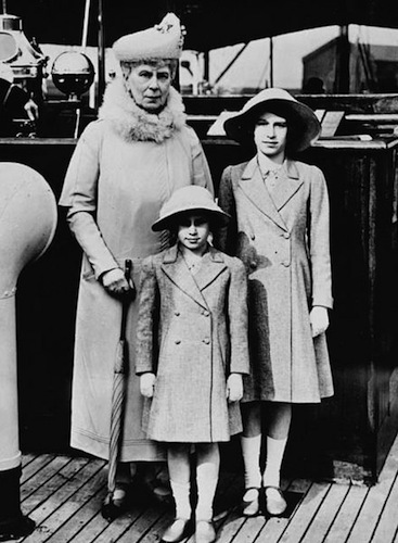 Princess Elizabeth, Princess Margaret and Queen Mary