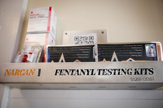 Fentanyl test strips are available at Rogers House in Stanford, Calif., on Friday, March 15, 2024. Each test kit comes with three fentanyl test strips, instructions, a pipette, microscope, and mixing cap. (Shae Hammond/Bay Area News Group)