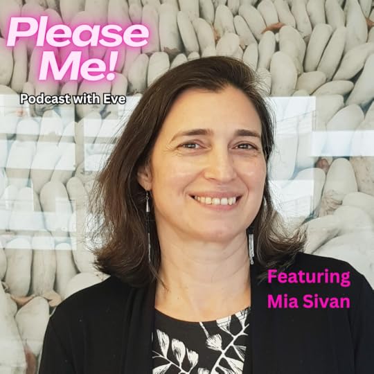 Smiling woman in front of pebble backdrop. Text: