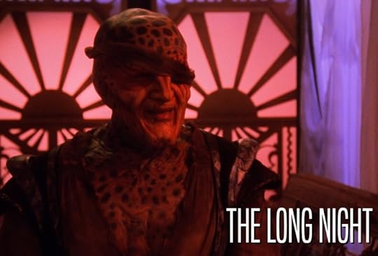 Image of G'Kar, a speckled alien with a patch over his eye and the text 'The Long Night.'