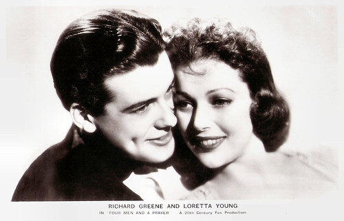 Richard Greene and Loretta Young in Four men and a Prayer (1938)