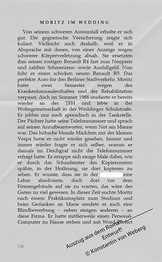 Entwurf zum neuen Roman von Konstantin von Weberg