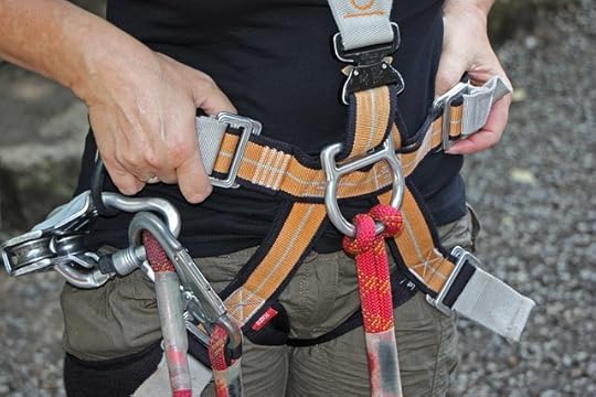 Detail of buckled climbing gear