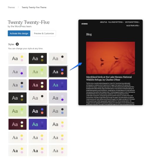 Example of a blog theme detail page.