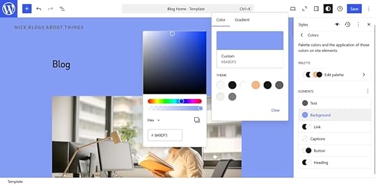 Screenshot of where to change background colors.
