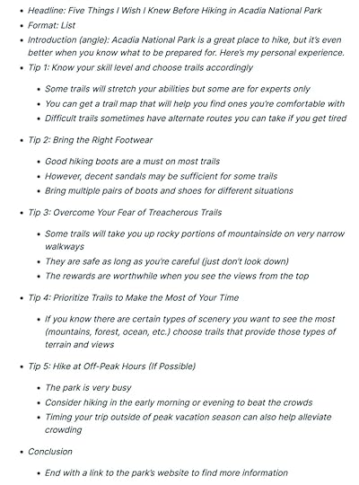 A sample of an outline.