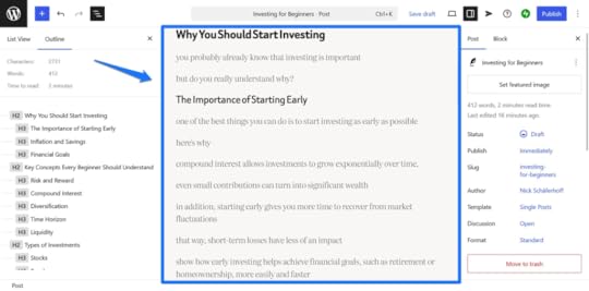 Filling in an outline with research.