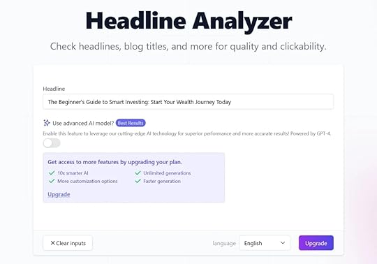 Screenshot of Easy Peasy Headline Analyzer.