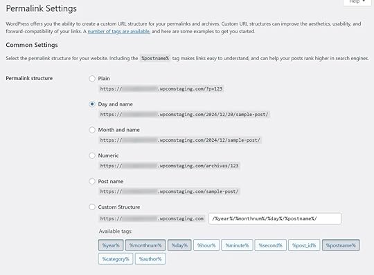 Where to find settings to edit permalink structure.