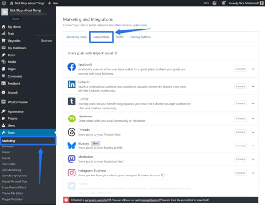 Where to find the setting to add Connections.