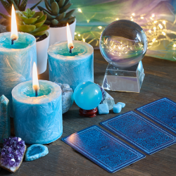Candles, crystals, tarot cards