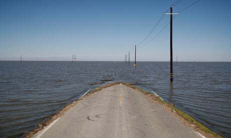 Water encroaching on a road