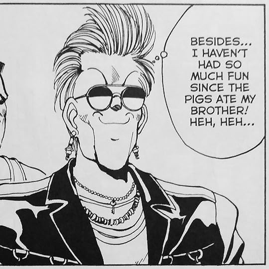 Otaki thinking, 'Besides... I haven't had so much fun since the pigs ate my brother! Heh, heh...'