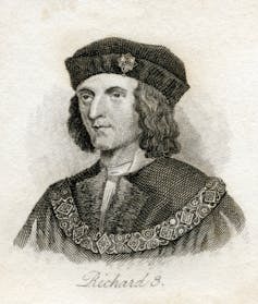 A black and white drawing of Richard III.