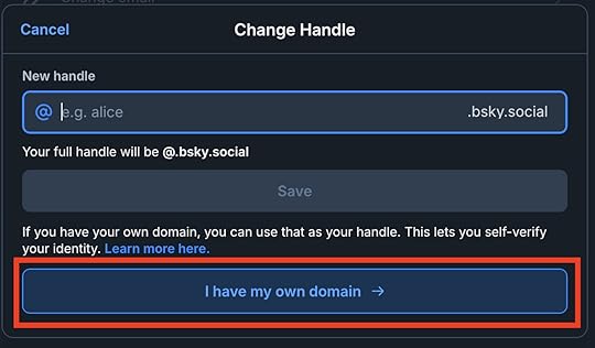 Changing a handle and indicating you have your own domain.
