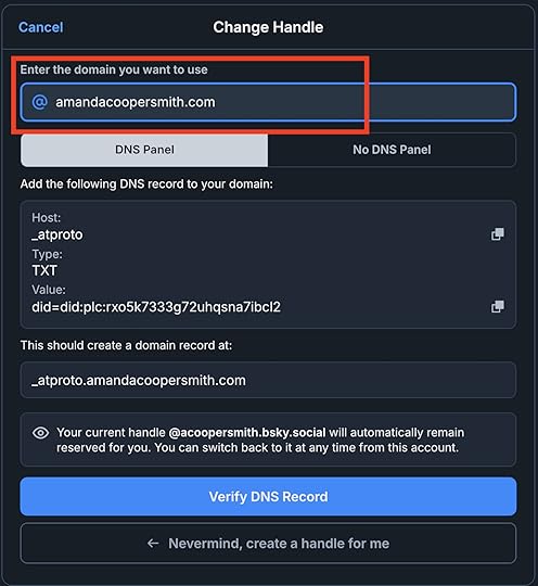 Entering the domain you want to use.