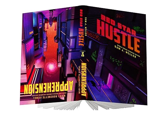 Double cover of RED STAR HUSTLE and APPREHENSION, two novels published together as a Saga Double. 