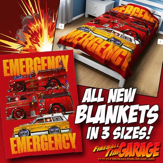 Emergency Blankets in Fireball Tim Garage Automotive Pop Culture Art
