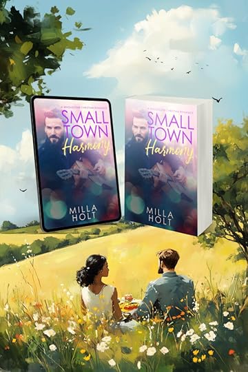 Couple having a summer picnic, books Small Town Harmony