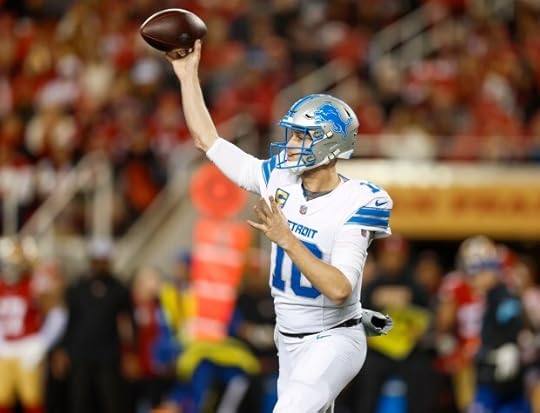 Detroit Lions starting quarterback Jared Goff (16) throws against the San Francisco 49ers in the first quarter at Levi's Stadium in Santa Clara, Calif., on Monday, Dec. 30, 2024. (Nhat V. Meyer/Bay Area News Group)