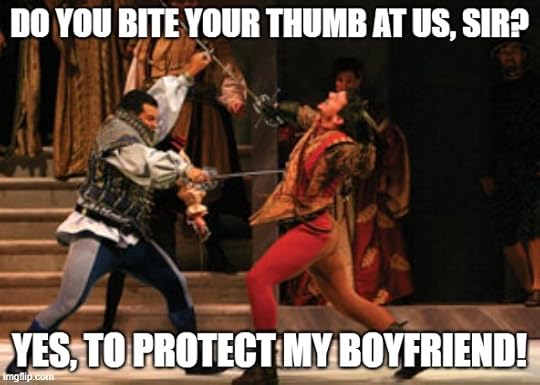 Meme showing a combat scene with actors in Renaissance garb stabbing each other, with the captions: 