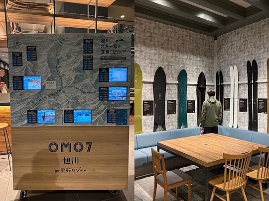 Scenes from the OMO7 Asahikawa hotel lobby.