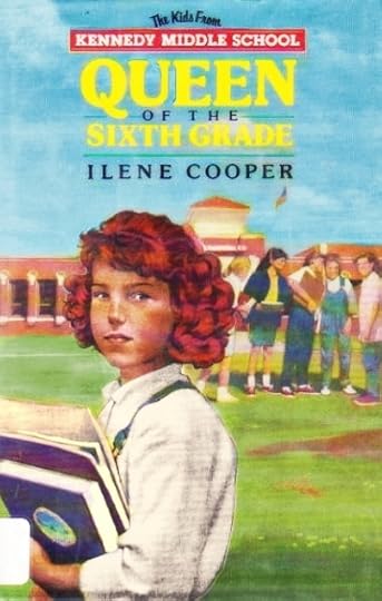 Illustrated book cover shows an unhappy redheaded girl set apart from a group of smiling and whispering girls in front of a school