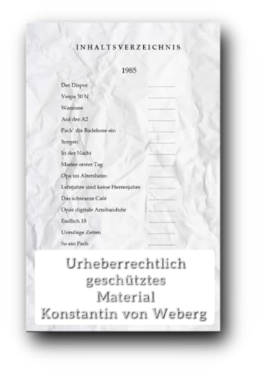 Inhaltsverzeichnis neuer Roman von Konstantin von Weberg