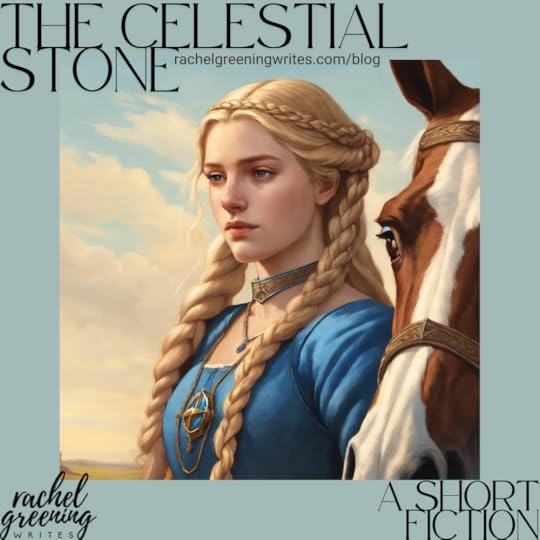 a maiden with blond hair stands next to a horse, with text that says 