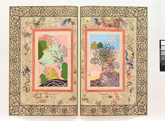 The Illustrated Page Series #1, 2005–2006. Shahzia Sikander (Pakistani American, b. 1969). Opaque watercolor hand painting, gold leaf, and silkscreen pigment on paper; 143.8 x 182.7 x 3.8 cm. Philadelphia Museum of Art, Purchased with the Marion Stroud Fund for Contemporary Art on Paper in honor of Innis Howe Shoemaker, 2006-138-1a, b. © Shahzia Sikander, courtesy of the artist and Sean Kelly, New York / Los Angeles. Photo: Philadelphia Museum of Art / Art Resource, NY