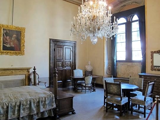Photograph of the interior of a bedroom on the main floor Cosimo inhabited in Palazzo Medici. The