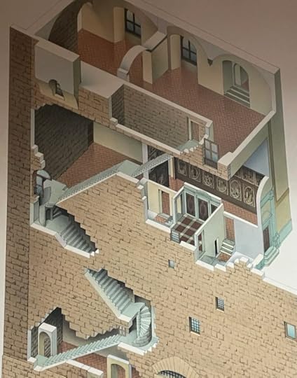 Diagram of one of the sets of stairs inside the Palazzo, sowing a flight up from the ground, then a twisty spiral, then a long double flight, then a landing and a mini-flight, then another flight, then yet another flight, burrowing like worm tunnels through the stone. These are the secret tunnel passage stairs for emergency evacuation and servant movements, but the main stairs, though harder to diagram so clearly, are just as numerous and just as stone!