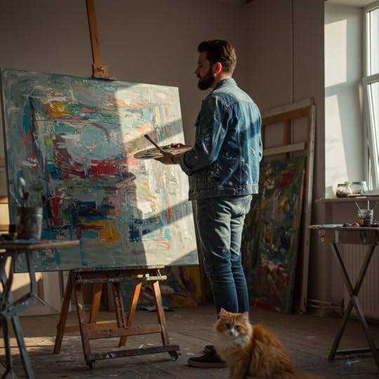 An artist pondering what title to give his just-completed abstract painting.
