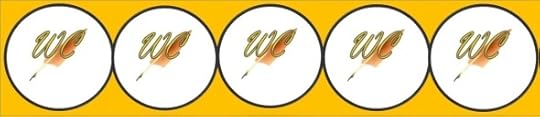 Five circles with WordCrafter quill logo in each one.