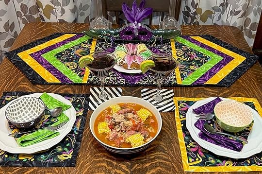 Quilt As You Go Mardi Gras Table Runner Sewing Tutorial by Stitch it Sisters at The Nancy Zieman Productions Blog