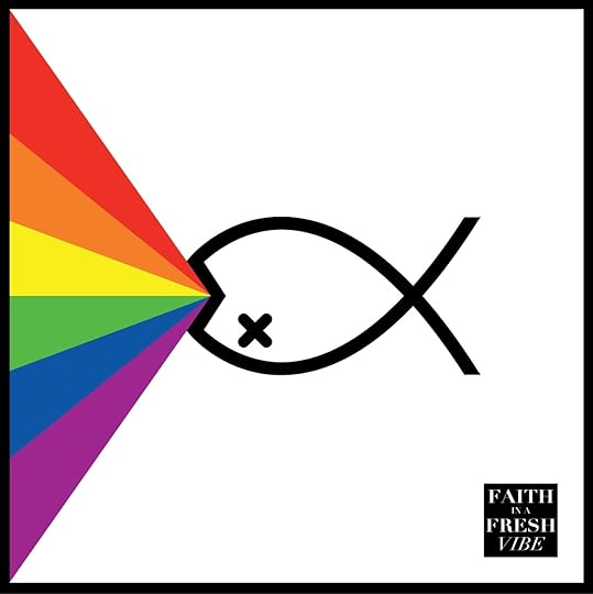 Faith in a Fresh Vibe Farewell Evangelicalism logo. Dead Jesus fish with rainbow coming out of its mouth.