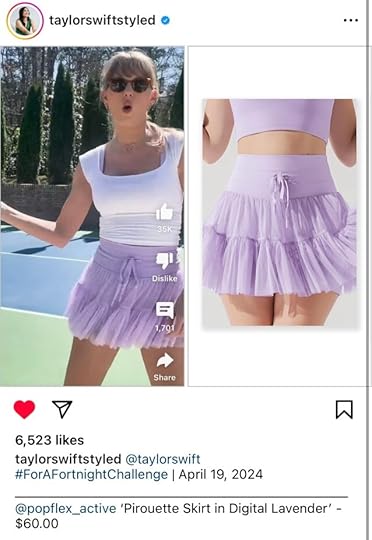 taylor swift wearing popflex pirouette skort digital lavender