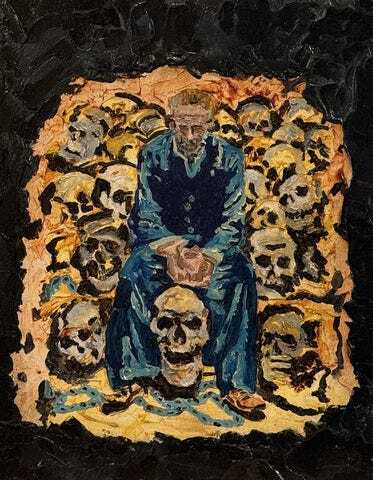 Survivors Guilt, Timothy Colomer, 2024, acrylic, 14 x 11 in. / 35.56 x 27.94 cm.