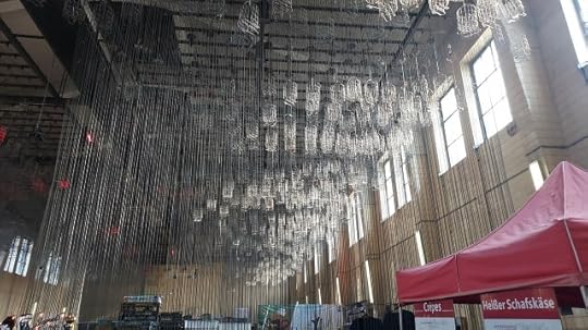 Cages and chains dangling from the ceiling the washing hall of the Fürst Leopold mine